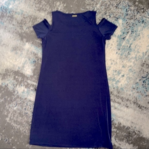 Michael Kors Navy Cold Shoulder Swing Dress - Picture 3 of 6